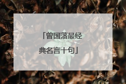 曾国藩最经典名言十句