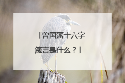 曾国藩十六字箴言是什么?