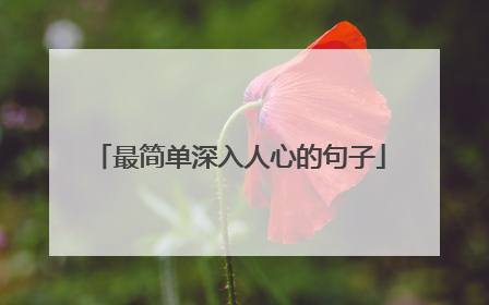 最简单深入人心的句子
