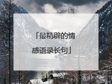 最精辟的情感语录长句