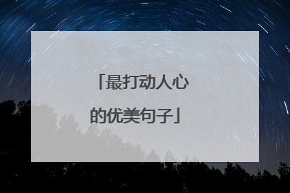 最打动人心的优美句子