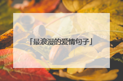 最浪漫的爱情句子