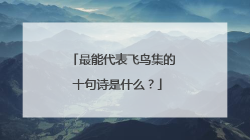 最能代表飞鸟集的十句诗是什么?