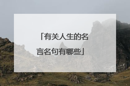 有关人生的名言名句有哪些