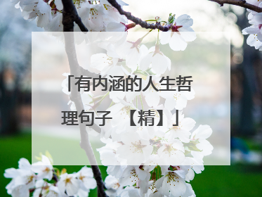 有内涵的人生哲理句子 【精】