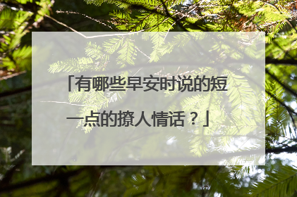 有哪些早安时说的短一点的撩人情话?