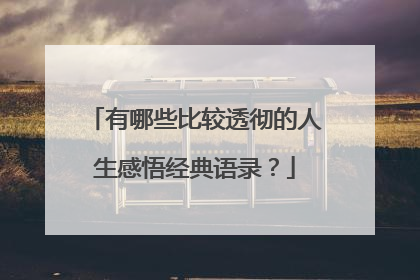 有哪些比较透彻的人生感悟经典语录?