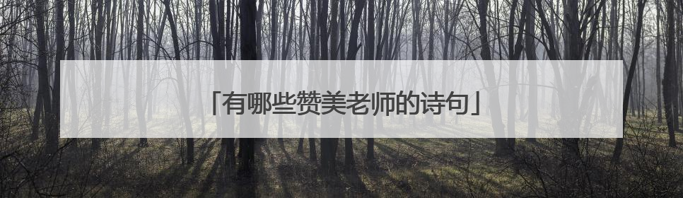 有哪些赞美老师的诗句