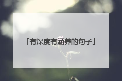 有深度有涵养的句子