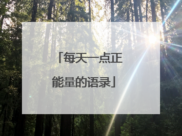 每天一点正能量的语录