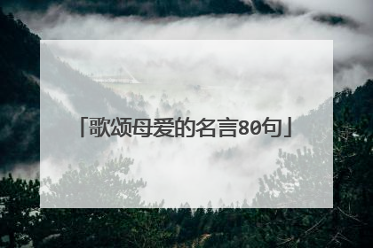 歌颂母爱的名言80句