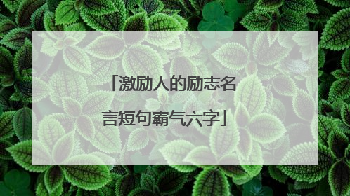 激励人的励志名言短句霸气六字