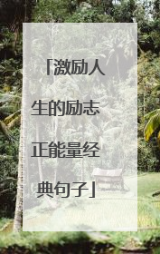 激励人生的励志正能量经典句子