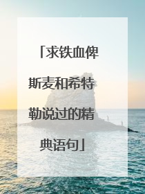 求铁血俾斯麦和希特勒说过的精典语句