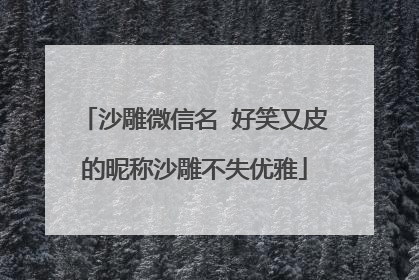 沙雕微信名 好笑又皮的昵称沙雕不失优雅