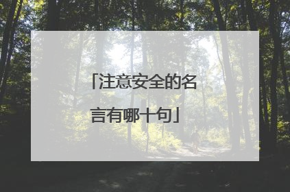 注意安全的名言有哪十句