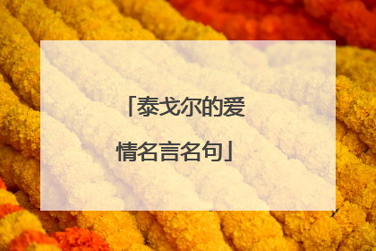 泰戈尔的爱情名言名句
