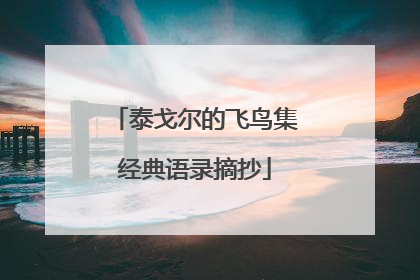 泰戈尔的飞鸟集经典语录摘抄