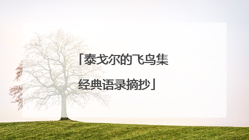 泰戈尔的飞鸟集经典语录摘抄