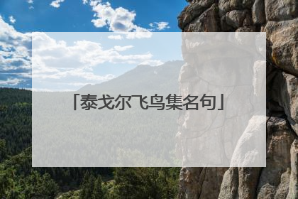 泰戈尔飞鸟集名句