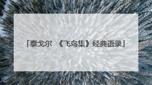 泰戈尔 《飞鸟集》经典语录