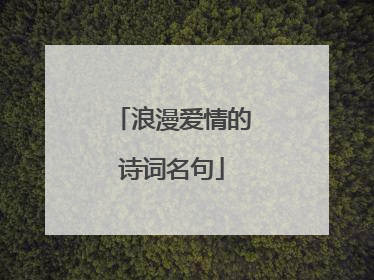 浪漫爱情的诗词名句