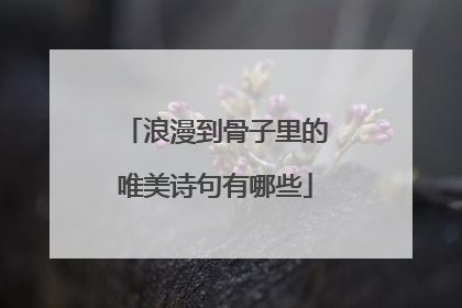 浪漫到骨子里的唯美诗句有哪些