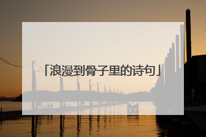 浪漫到骨子里的诗句