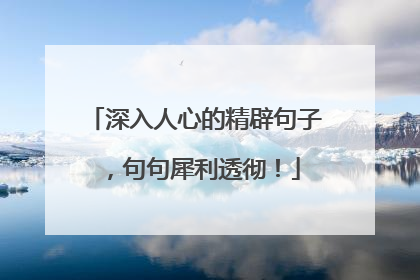 深入人心的精辟句子,句句犀利透彻!