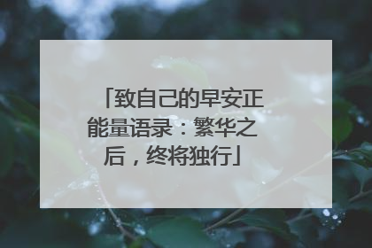 致自己的早安正能量语录:繁华之后,终将独行