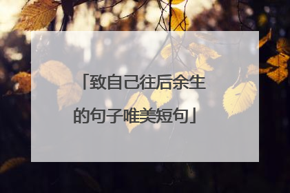 致自己往后余生的句子唯美短句
