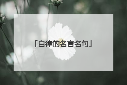 自律的名言名句