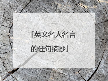 英文名人名言的佳句摘抄