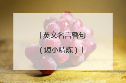 英文名言警句(短小精炼)