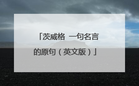 茨威格一句名言的原句(英文版)
