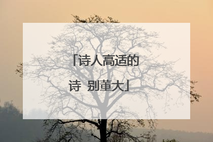 诗人高适的诗 别董大