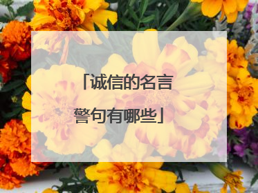 诚信的名言警句有哪些