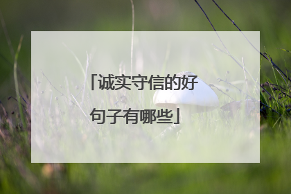 诚实守信的好句子有哪些