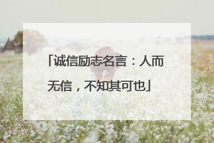 诚信励志名言:人而无信,不知其可也
