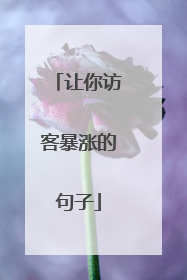 让你访客暴涨的句子