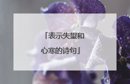 表示失望和心寒的诗句