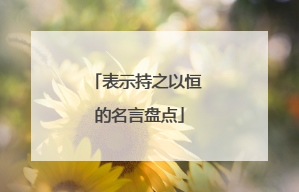 表示持之以恒的名言盘点