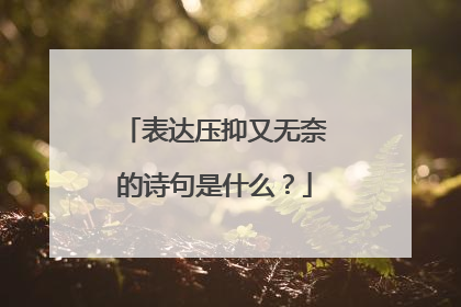 表达压抑又无奈的诗句是什么?