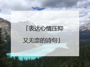 表达心情压抑又无奈的诗句