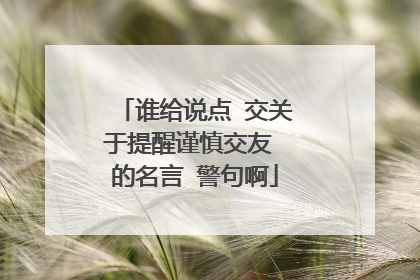 谁给说点 交关于提醒谨慎交友 的名言 警句啊