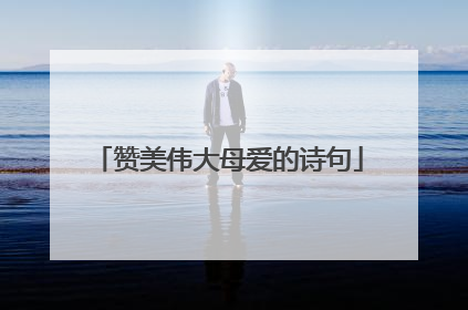 赞美伟大母爱的诗句