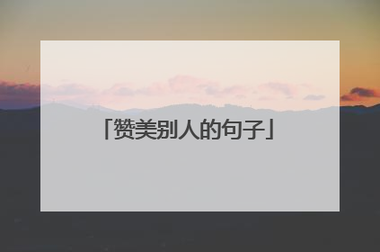 赞美别人的句子