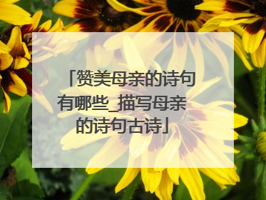 赞美母亲的诗句有哪些_描写母亲的诗句古诗