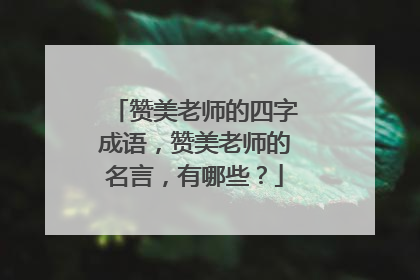 赞美老师的四字成语,赞美老师的名言,有哪些?