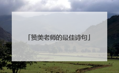 赞美老师的最佳诗句